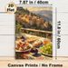 Mediterranean Village & Gourmet Brunch Painting Poster, Warm-toned Impressionist-style Poster, Inviting Sunlit Hillside Village With Delicious Food_maomaolike.com