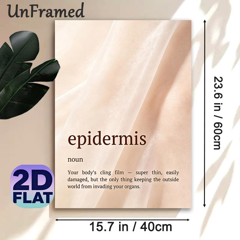 Epidermis Definition Painting Poster, Minimalist Soft-toned Text Art Poster, Informative Quirky Body Science Decor Idea For Bathroom, Bedroom Or_maomaolike.com