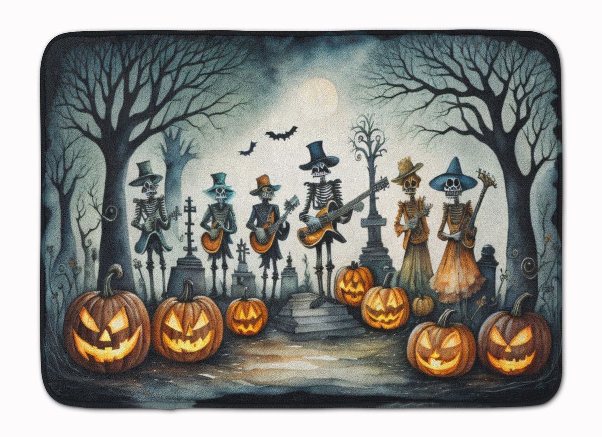 Mariachi Skeleton Band Spooky Halloween Memory Foam Kitchen Mat Machine Washable Anti-Fatigue Mat Cushion Comfort Bath Mat Or Kitchen Rug_maomaolike.com