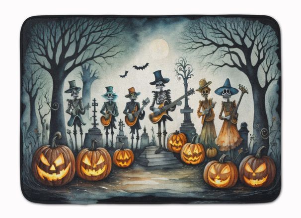 Mariachi Skeleton Band Spooky Halloween Memory Foam Kitchen Mat Machine Washable Anti-Fatigue Mat Cushion Comfort Bath Mat Or Kitchen Rug_maomaolike.com
