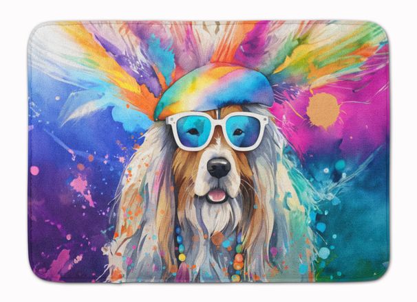Bearded Collie Hippie Dawg Memory Foam Kitchen Mat Machine Washable Anti-Fatigue Mat Cushion Comfort Bath Mat Or Kitchen Rug_maomaolike.com