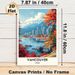 Vancouver Canada Cityscape Painting Poster, Vibrant Retro Travel Style Poster, Scenic Coastal Urban Scene With Fall Foliage & Snow-capped Mountains_maomaolike.com