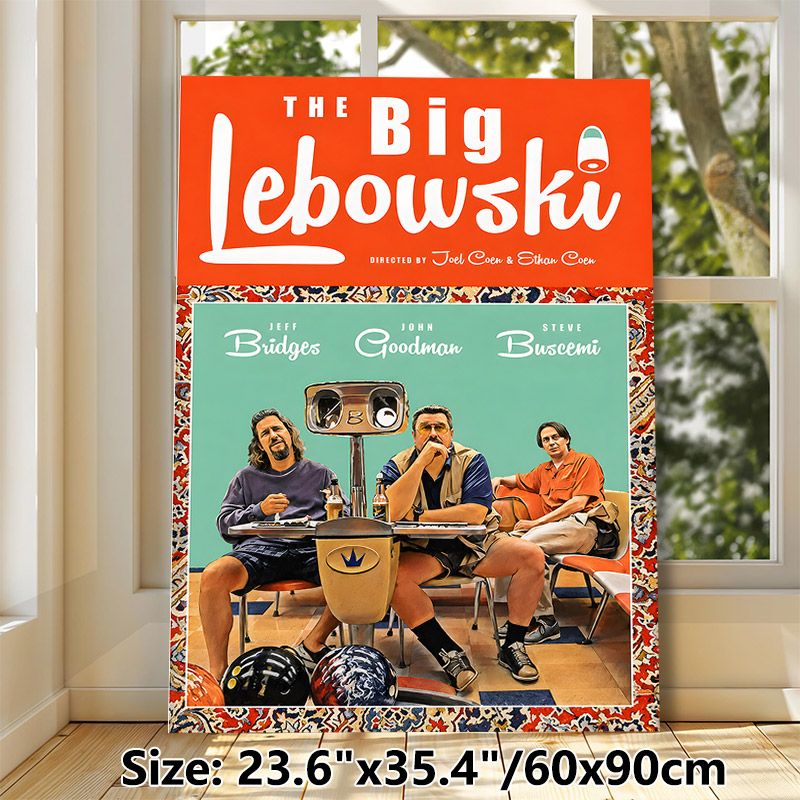 The Big Lebowski Movie Painting Poster, Vibrant Retro Vintage Style Poster, Nostalgic Iconic Bowling Scene With Main Characters, Ideal Decor For Home_maomaolike.com