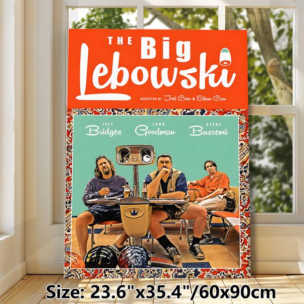 The Big Lebowski Movie Painting Poster, Vibrant Retro Vintage Style Poster, Nostalgic Iconic Bowling Scene With Main Characters, Ideal Decor For Home_maomaolike.com