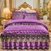 European Style Autumn Winter Quilted Skirt Four-Piece Set Detachable Zipper Thickened Warm Velvet Bed Cover Coral Fleece_maomaolike.com