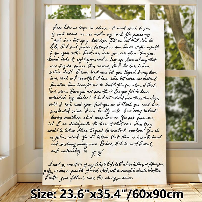 Vintage Love Letter Painting Poster, Antique-style Handwritten Romantic Text Poster, Warm Nostalgic Touch Ideal For Bedroom, Living Room And Cozy_maomaolike.com