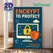 Cybersecurity Encryption Painting Poster, Vibrant Flat Graphic Design Poster, Features Lock, Shield And Computer With Circuit Elements, Delivers_maomaolike.com