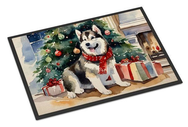 Alaskan Malamute Cozy Christmas Doormat Front Door Mat Indoor Outdoor Rugs For Entryway, Non Slip Washable Low Pile, 24H X 36W_maomaolike.com