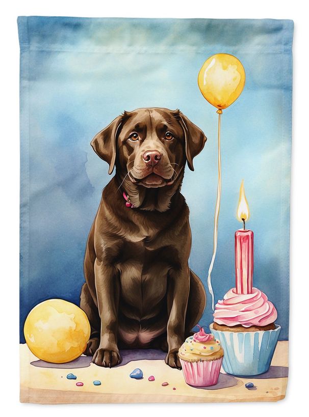 Chocolate Labrador Retriever Happy Birthday House Flag Large Porch Sleeve Pole Decorative Outside Yard Banner Artwork Wall Hanging, Polyester, House Size, Multicolor_maomaolike.com