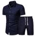 Men's Clothing Short Sleeve Shirt Printed Shirt Set _maomaolike.com