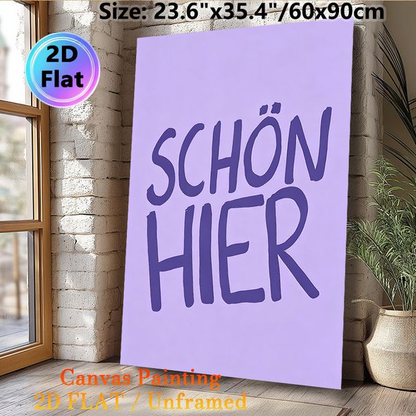 "Schön Hier" Typography Painting Poster, Soft Purple Minimalist Hand-drawn Style Poster, Warm Simple Wall Decor Idea For Living Room, Bedroom_maomaolike.com