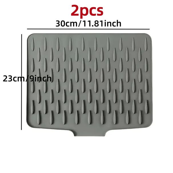 Kitchen Anti Slip Silicone Drain Pad With Built-in Drainage Design, Suitable For Countertops, Sinks, And Refrigerators_maomaolike.com