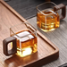 2PC High Borosilicate Transparent High-temperature Resistant Glass Walnut Handle Single-layer Glass Cup, Juice Single-layer Glass Cup_maomaolike.com
