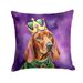 Redbone Coonhound King Of Mardi Gras Throw Pillow Machine Washable, Indoor Outdoor Decorative Pillow For Couch, Bed Or Patio, 14Hx14W_maomaolike.com