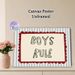 Boys Rule Typography Painting Poster, Retro Hand-drawn Style Poster, Playful Bold Text With Striped Background & Scalloped Border, Ideal For Bedroom_maomaolike.com