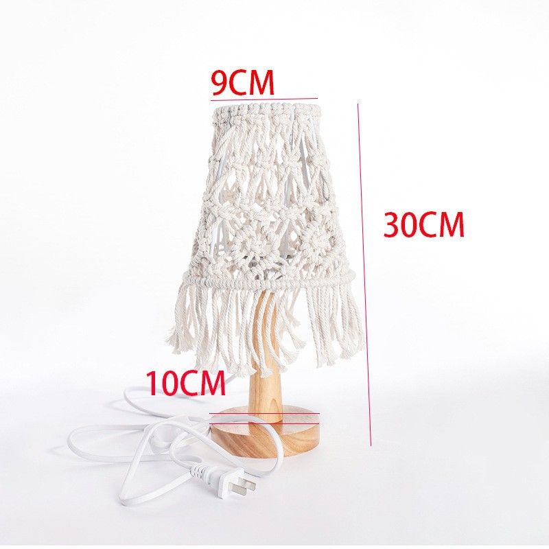 Hand-woven Small Table Decoration Children's Room Bedside Ethnic Bohemian Creative Lamp Photography Prop_maomaolike.com