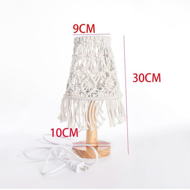 Hand-woven Small Table Decoration Children's Room Bedside Ethnic Bohemian Creative Lamp Photography Prop_maomaolike.com
