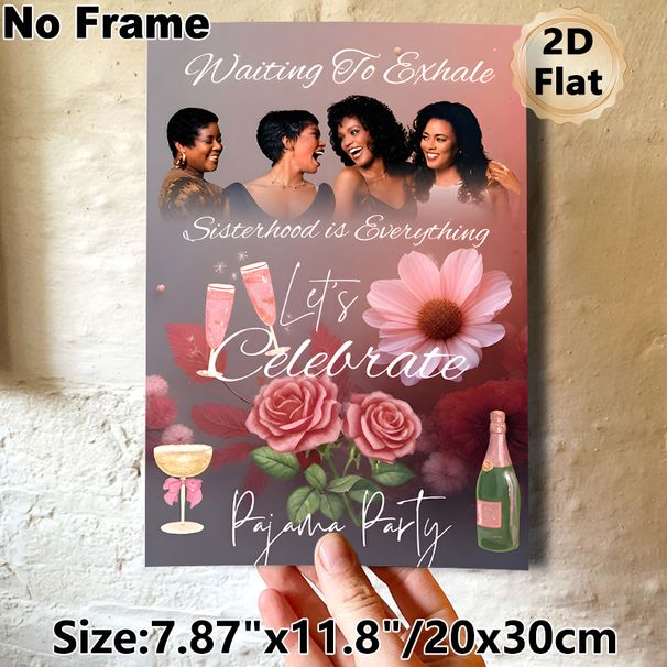 Sisterhood Celebration Painting Poster, Warm & Vibrant Female Gathering With Floral & Champagne Accents Poster, Celebratory Sisterhood-themed Decor_maomaolike.com