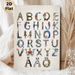 Medieval Alphabet Painting Poster, Vintage Illuminated Manuscript Style Poster, Each Letter Featuring Medieval Figures & Mythical Creatures_maomaolike.com