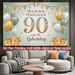 90th Birthday Party Banner - 2D Flat Polyester Backdrop With Crown Balloon Theme, Wall Hanging Photo Props, Party Decor_maomaolike.com