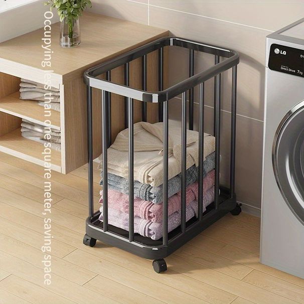 Removable Laundry Basket With Standard Wheels, Yoga Mat And Clothing Storage Basket, Easy-to-move And Durable Steel Tube Storage Basket_maomaolike.com