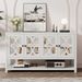 Elegant Retro Console Table/Storage Cabinet/Sideboard With Mirrored Doors,Spacious Shelves,and Durable Acacia Wood Legs - Perfect For Living Room,Dining Room,or Entryway_maomaolike.com