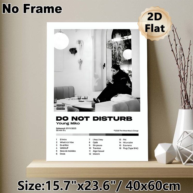 Young Miko "Do Not Disturb" Album Painting Poster, Monochrome Minimalist Dining Scene Poster, Stylish Music-themed Decor Ideal For Bedroom, Living_maomaolike.com