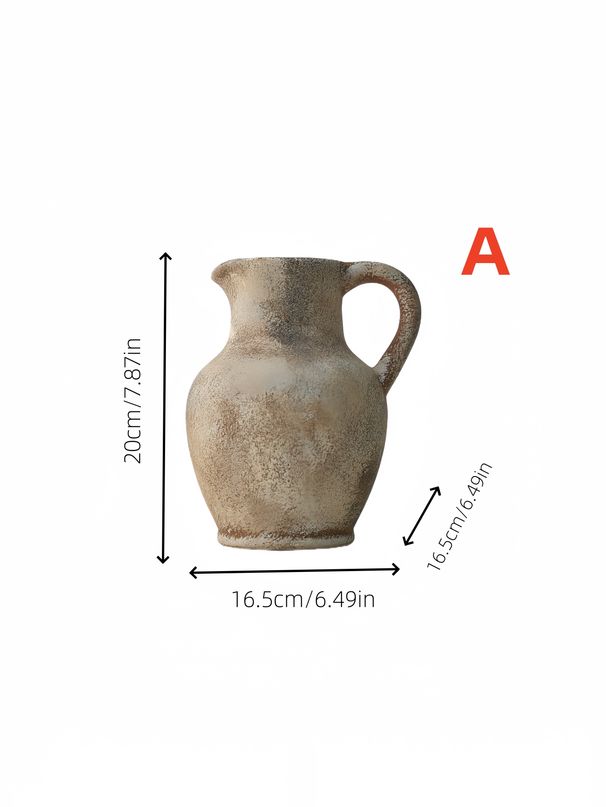 1pc Vintage-style Ceramic Vase With Handle, Wine Bottle Shape, Suitable For Holding Water, Flowers, And As A Decorative Vase For Flower Arrangement_maomaolike.com