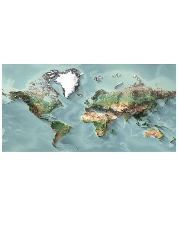 World Map In Relief Natural Forces And Visual Impact Heavy Texture And Intense Colour Greenland, Decorative Painting_maomaolike.com