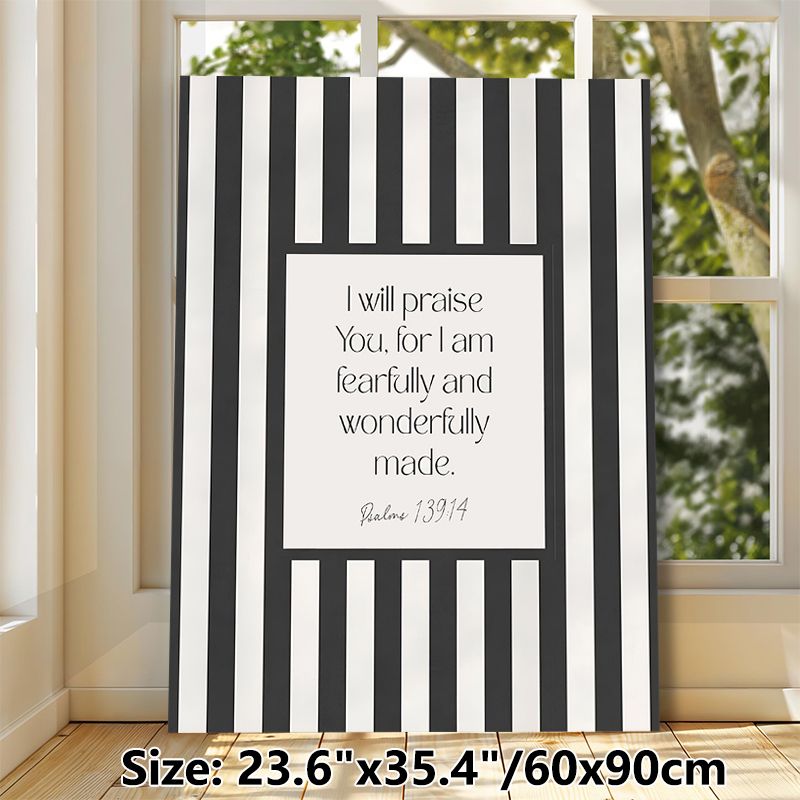 Bible Verse Painting Poster, Minimalist Black & White Striped Poster, Inspirational Religious Scripture Decor Ideal For Living Room, Bedroom And Study_maomaolike.com