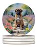 Bullmastiff Spring Path Large Sandstone Coasters Pack Of 4 Absorbent Round Coasters Decor Gifts For Men Or Women, 4 In, Multicolor_maomaolike.com