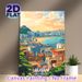 Busan South Korea Cityscape Painting Poster, Warm-toned Vibrant Coastal Urban Scene Poster, Charming Harbor & Mountain Skyline To Add Urban Flair_maomaolike.com
