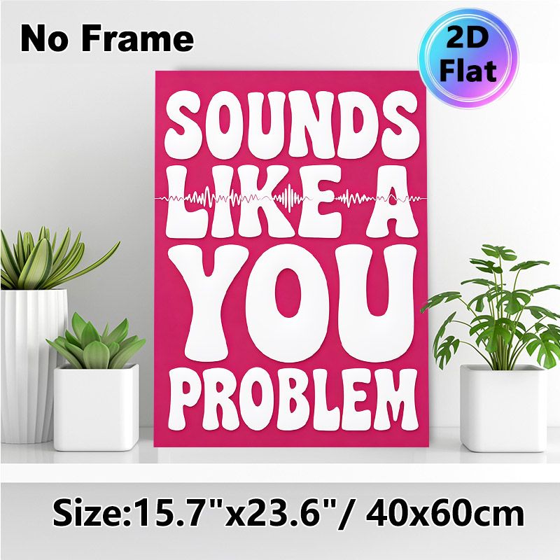 Slogan & Sound Wave Themed Painting Poster, Vibrant Pink Playful Typographic Poster, Witty Quote Design With Sound Wave Detail, Ideal For Bedroom_maomaolike.com