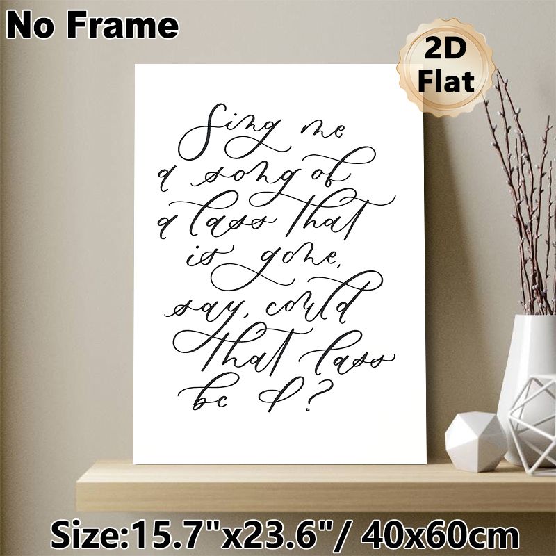 Folk Lyric Quote Painting Poster, Elegant Black Flourished Calligraphic Script Poster, Poetic Quote Art Adds Serene Artistic Ambiance For Bedroom_maomaolike.com