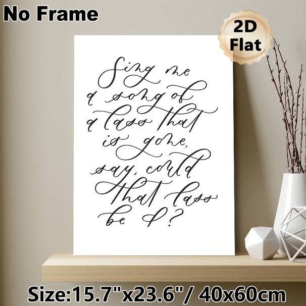 Folk Lyric Quote Painting Poster, Elegant Black Flourished Calligraphic Script Poster, Poetic Quote Art Adds Serene Artistic Ambiance For Bedroom_maomaolike.com