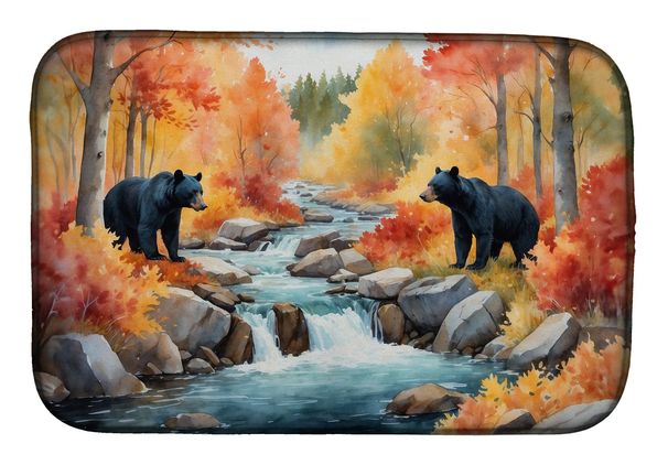 Bears Autumn In The Woods Dish Drying Mat Absorbent Dish Drying Mat Pad For Kitchen Counter Dish Drainer Mat For Countertop, 14 X 21", Multicolor_maomaolike.com