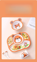 Cartoon Children's Dinner Plate Set Student Baby Household Bowl Spoon Learning To Eat Anti-fall Environmental Bamboo_maomaolike.com