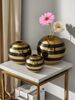 1pc Black And Gold Stripe Color Ball Vase Is Suitable For Light Luxury, High-end Design Style, Multi-scene Ornaments, Flower Arrangement, Vase_maomaolike.com