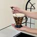 Vintage Leopard Print Ceramic Cup, Creative Conical Water Cup, Coffee Cup With Spoon, Gift Box For Best Friend's Birthday_maomaolike.com