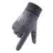 Suede gloves men's autumn and winter outdoor windproof plus velvet warm and long lock temperature half-finger dew two-finger riding gloves_maomaolike.com