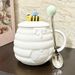 Little Bee Ceramic Cup With Lid Spoon, Mug, Coffee Cup_maomaolike.com