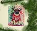 Pug Christmas Porcelain Ornament Christmas Tree Hanging Decorations For Home Christmas Holiday, Rectangle, Gift, Multicolor_maomaolike.com