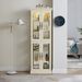Lighted Glass Curio Display Cabinet,Display Cabinet,Glass Storage Cabinet Glass Wine Cabinet Wood Frame Toy Display For Living Room, Kitchen, Pantry Light Bulb Included Antique White_maomaolike.com