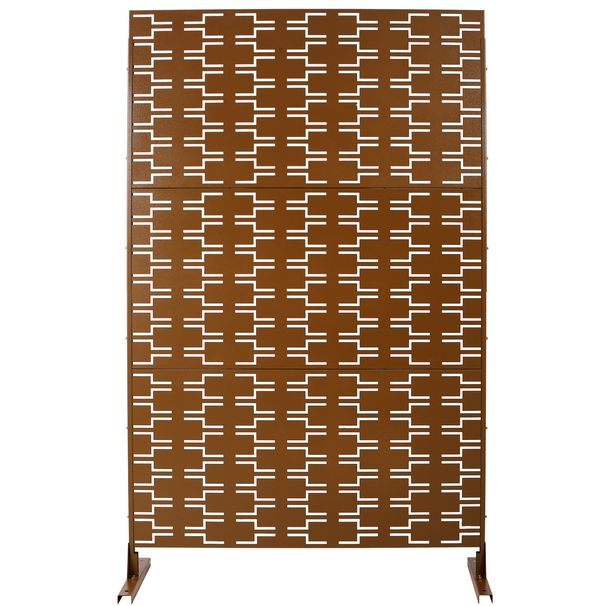 Outdoor & Indoor Privacy Screen Metal Privacy Screen 76" H×48" W, Freestanding Decorative Privacy Screen For Deck Balcony Patio, Privacy Fence Panels For Outside Lawn Garden PS112 BROWN HAMMERTONE_maomaolike.com