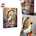 Traditional Robed Figure In Stone Arch Alley Painting Poster, Vibrant Impressionist Brushstroke Poster, Artistic Cultural Decor Ideal For Living Room_maomaolike.com