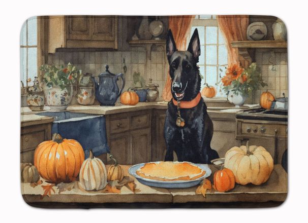 Belgian Malinois Fall Kitchen Pumpkins Memory Foam Kitchen Mat Machine Washable Anti-Fatigue Mat Cushion Comfort Bath Mat Or Kitchen Rug_maomaolike.com