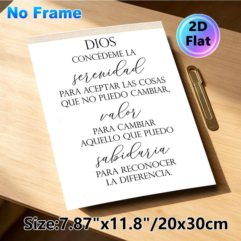 Spanish Serenity Prayer Painting Poster, Minimalist Typographic Poster, Inspirational Spanish Spiritual Text Ideal For Home, Bedroom And Living Room_maomaolike.com