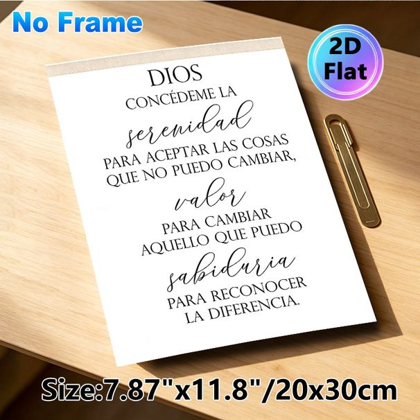 Spanish Serenity Prayer Painting Poster, Minimalist Typographic Poster, Inspirational Spanish Spiritual Text Ideal For Home, Bedroom And Living Room_maomaolike.com