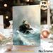 Seaside Cottage On Rock Painting Poster, Soft-toned Impressionist Stormy Sea Scene Poster, Calming Dramatic Coastal Artwork Ideal For Living Room_maomaolike.com
