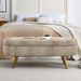 Ottoman Oval Storage Bench,Rubber Wood Legs, Gray (43.5"x16"x16")Brown_maomaolike.com